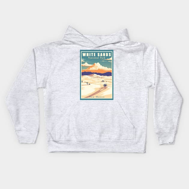 White Sands National Park Travel Poster Kids Hoodie by GreenMary Design